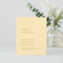 Minimalistisk gul budgetbröllopsinbjudan