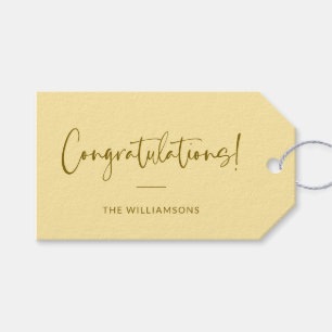 Minimalistisk gul personlig gratulation presentetikett