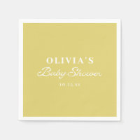 Minimalistisk gul retro script baby shower anpassa