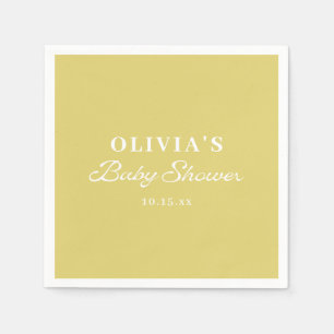Minimalistisk gul retro script baby shower anpassa pappersservett