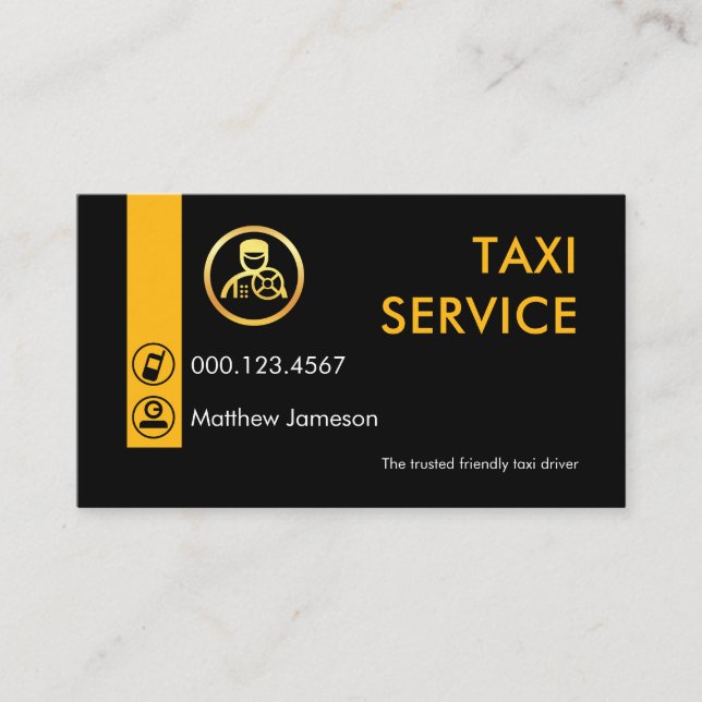 Minimalistisk Gul Taxi Körflik Visitkort (Framsida)