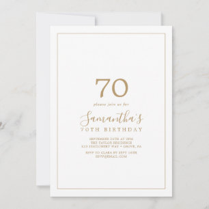 Minimalistisk Guld 70:e födelsedag Inbjudningar