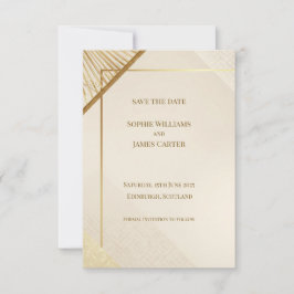 Minimalistisk Guld Art Deco Bröllop Spara Datum Ko Datumet