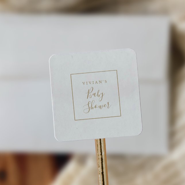 Minimalistisk Guld babykuvertförsegling Fyrkantigt Klistermärke (Skapare uppladdad)