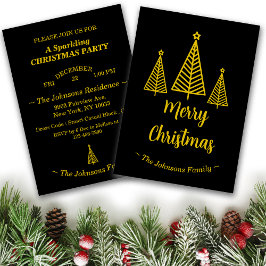 Minimalistisk Guld Black God jul Party Inbjudningar