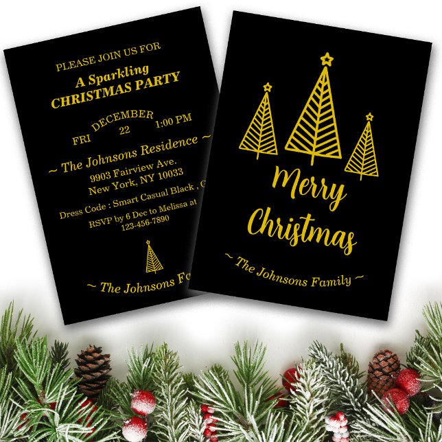 Minimalistisk Guld Black God jul Party Inbjudningar (Skapare uppladdad)