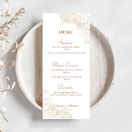 Minimalistisk Guld Blommigt Elegant bröllop Meny