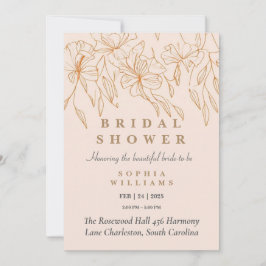 Minimalistisk Guld Blommigt Inbjudningskort för mö