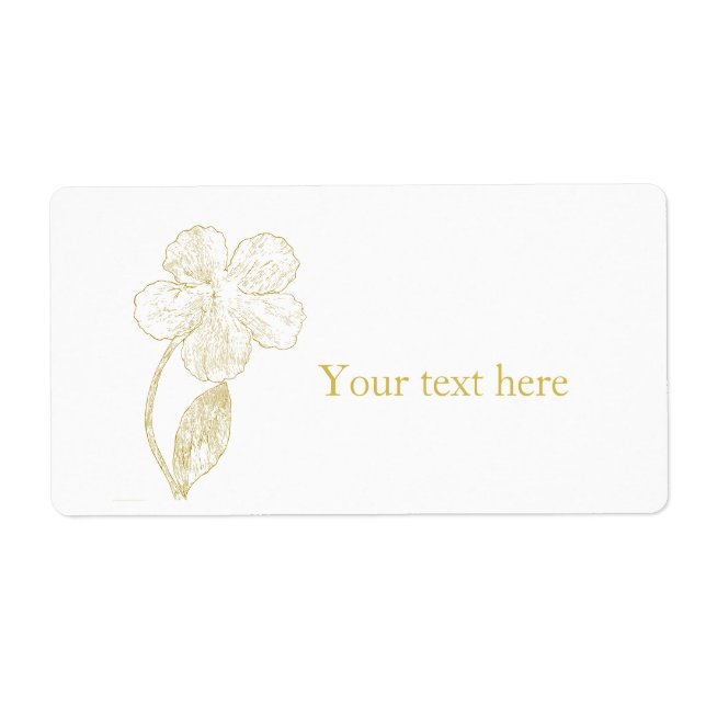 Minimalistisk guld blommotiv etikett för returadre fraktsedel (Framsidan)
