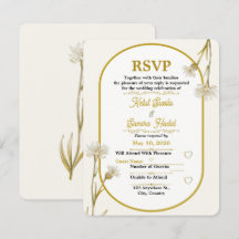 Minimalistisk guld botanisk bröllops-RSVP-kort