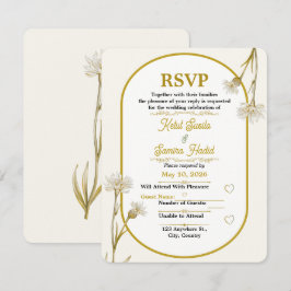 Minimalistisk guld botanisk bröllops-RSVP-kort