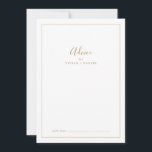 Minimalistisk Guld Bröllop Rådkort<br><div class="desc">Detta minimalistiska rådgivningskort från guld bröllop är perfekt för ett enkelt bröllop och kan användas för alla evenemang. Den moderna romantiska designen har klassisk guld och vit typografi parad med en rografi av rustik men elegant med vintage hand-bokstäver i stil. Anpassade i alla färg. Behålla designen enkel och elegant, som...</div>
