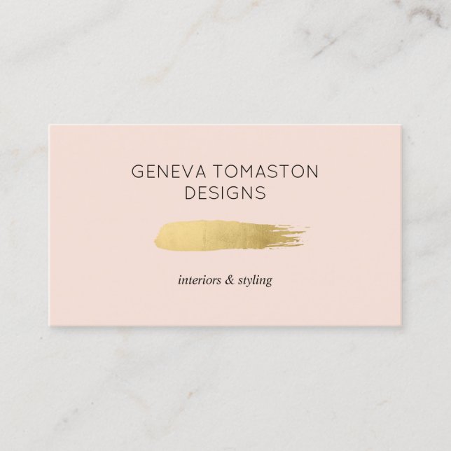 Minimalistisk Guld Brushstroke Designer Logotyp Ro Visitkort (Framsida)