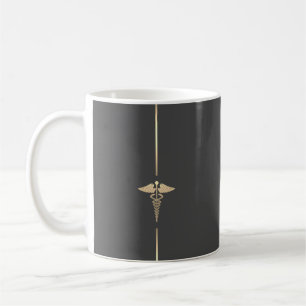 Minimalistisk Guld Caduceus-symbol Mugg