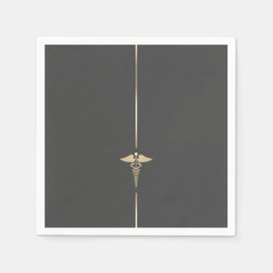 Minimalistisk Guld Caduceus-symbol Pappersservett