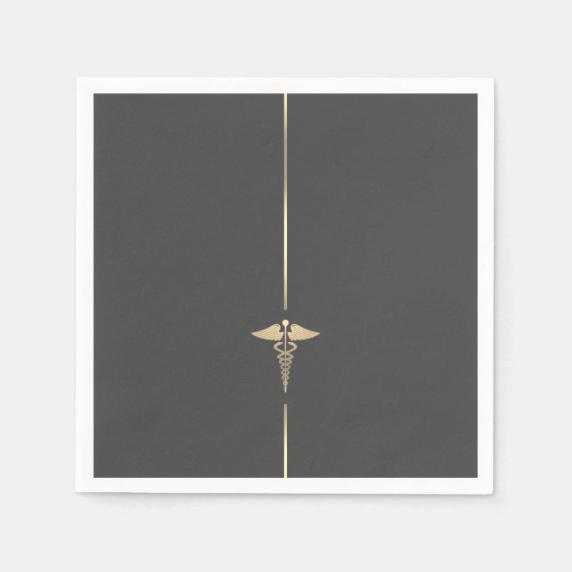 Minimalistisk Guld Caduceus-symbol Pappersservett (Framsidan)