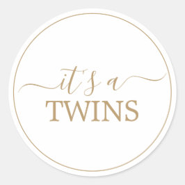 Minimalistisk guld Det är tvillingar Baby Shower-k Runt Klistermärke