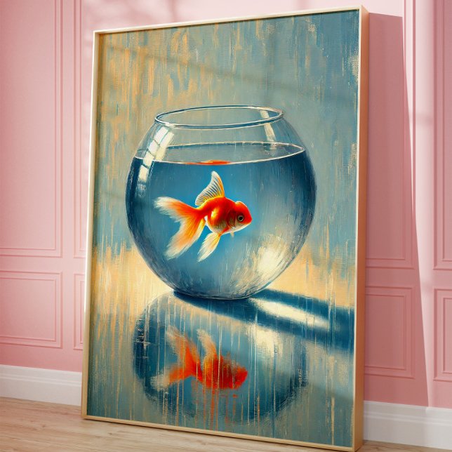 Minimalistisk Guld fisk Bassäng Vägg Konsttryck Poster (Skapare uppladdad)