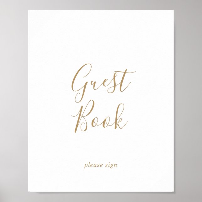 Minimalistisk guld gästbokssköld poster (Framsidan)
