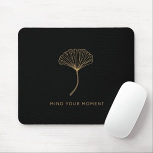 Minimalistisk Guld Ginkgo Blad Zen Citat Musmattor
