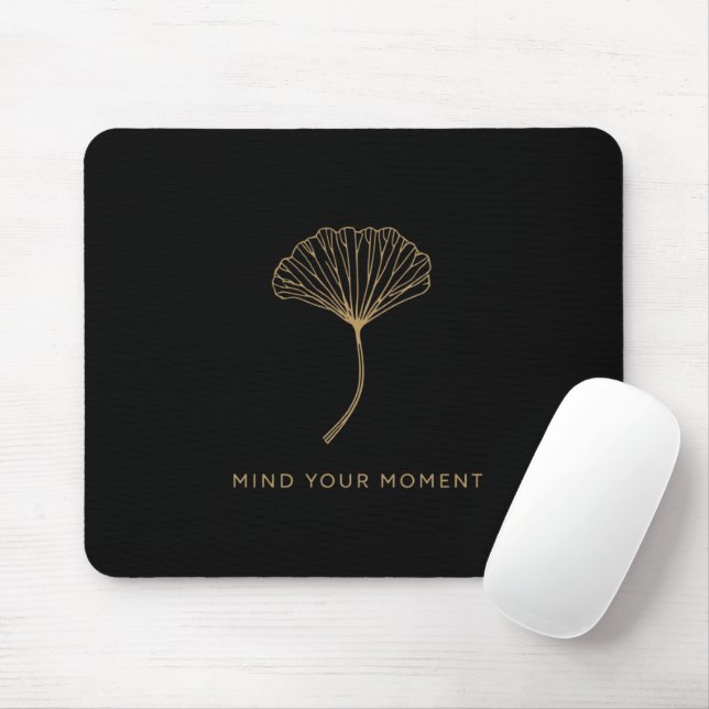 Minimalistisk Guld Ginkgo Blad Zen Citat Musmattor (Med mus)