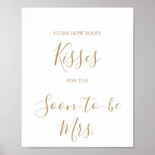 Minimalistisk guld gissa kyssen spelskylt poster