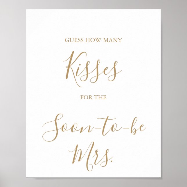 Minimalistisk guld gissa kyssen spelskylt poster (Framsidan)