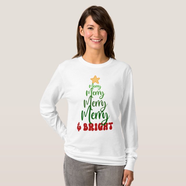 Minimalistisk Guld Gul Röd Söt Jul Högtid T Shirt (Hel framsida)