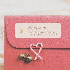 Minimalistisk Guld Heart Cream Calligraphy Returadress Etikett