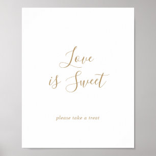 Minimalistisk guld kärlek är söt brölloppsskylt poster