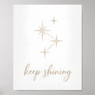 Minimalistisk guld "Keep Shining" stjärnkonstellat Poster