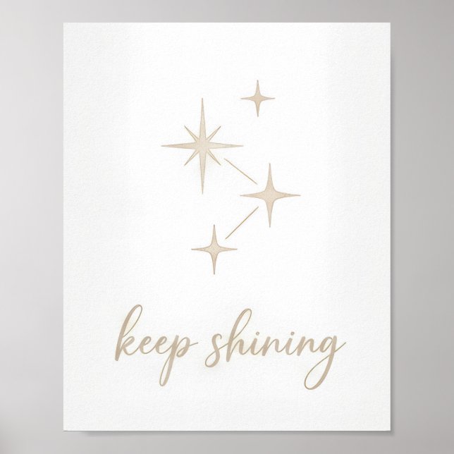 Minimalistisk guld "Keep Shining" stjärnkonstellat Poster (Framsidan)