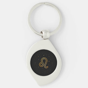 Minimalistisk Guld Leo Zodiaknyckelring Swirl Silverfärgad Nyckelring