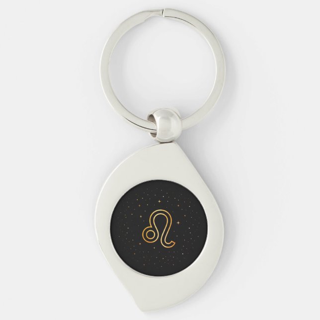 Minimalistisk Guld Leo Zodiaknyckelring Swirl Silverfärgad Nyckelring (Framsidan)