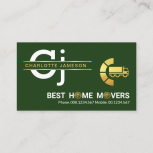 Minimalistisk Guld Line Monogram House Flytta Visitkort