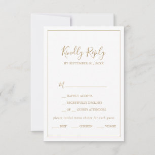 Minimalistisk Guld Menyval RSVP-kort OSA Kort