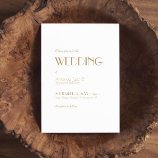 Minimalistisk Guld Modern Art Deco Bröllop Inbjudningar (Skapare uppladdad)