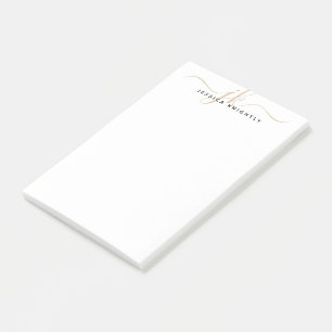 Minimalistisk Guld Monogram Initialer i modern skr Post-it Block