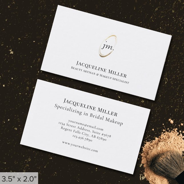 Minimalistisk Guld Monogram Makeup-artist Visitkort (Skapare uppladdad)