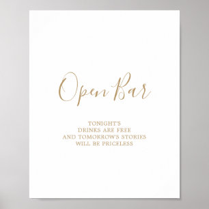 Minimalistisk Guld Open Pub-signal Poster