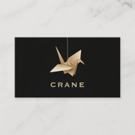 Minimalistisk Guld Origami Crane Black Visitkort
