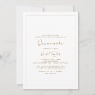 Minimalistisk Guld Quinceañera Inbjudningar