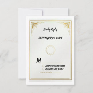 Minimalistisk Guld RSVP-kort Elegant Bröllopssvar OSA Kort