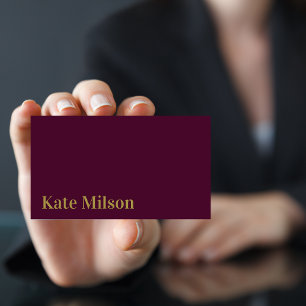 Minimalistisk Guld-skript och Burgundy-Professione Visitkort