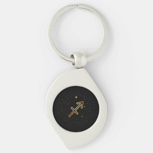 Minimalistisk Guld Skytten Zodiaknyckelring Swirl Silverfärgad Nyckelring