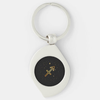 Minimalistisk Guld Skytten Zodiaknyckelring Swirl Silverfärgad Nyckelring