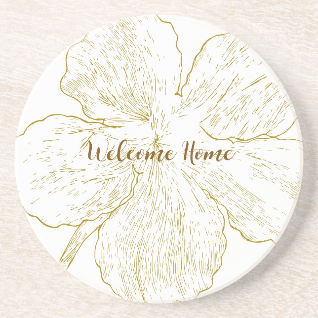 Minimalistisk guldf blomlinje konst Personlig Underlägg (Framsidan)