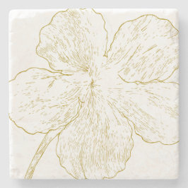 Minimalistisk guldf blomlinjekonst Personlig Stenunderlägg