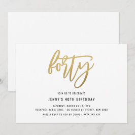 Minimalistisk guldfärd 40:e födelsedagsinbjudan inbjudningar