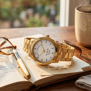 Minimalistisk guldfärgad anpassad namn Modern till Armbandsur